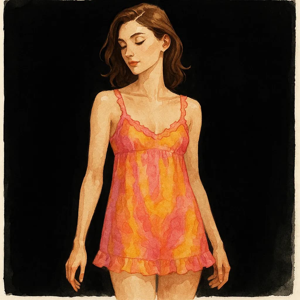 Woman in age play dynamic wearing cute night dress